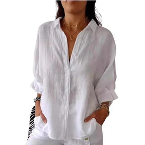 Camisa Cassandra em Linho de Algodão [Compre 1 Leve2]
