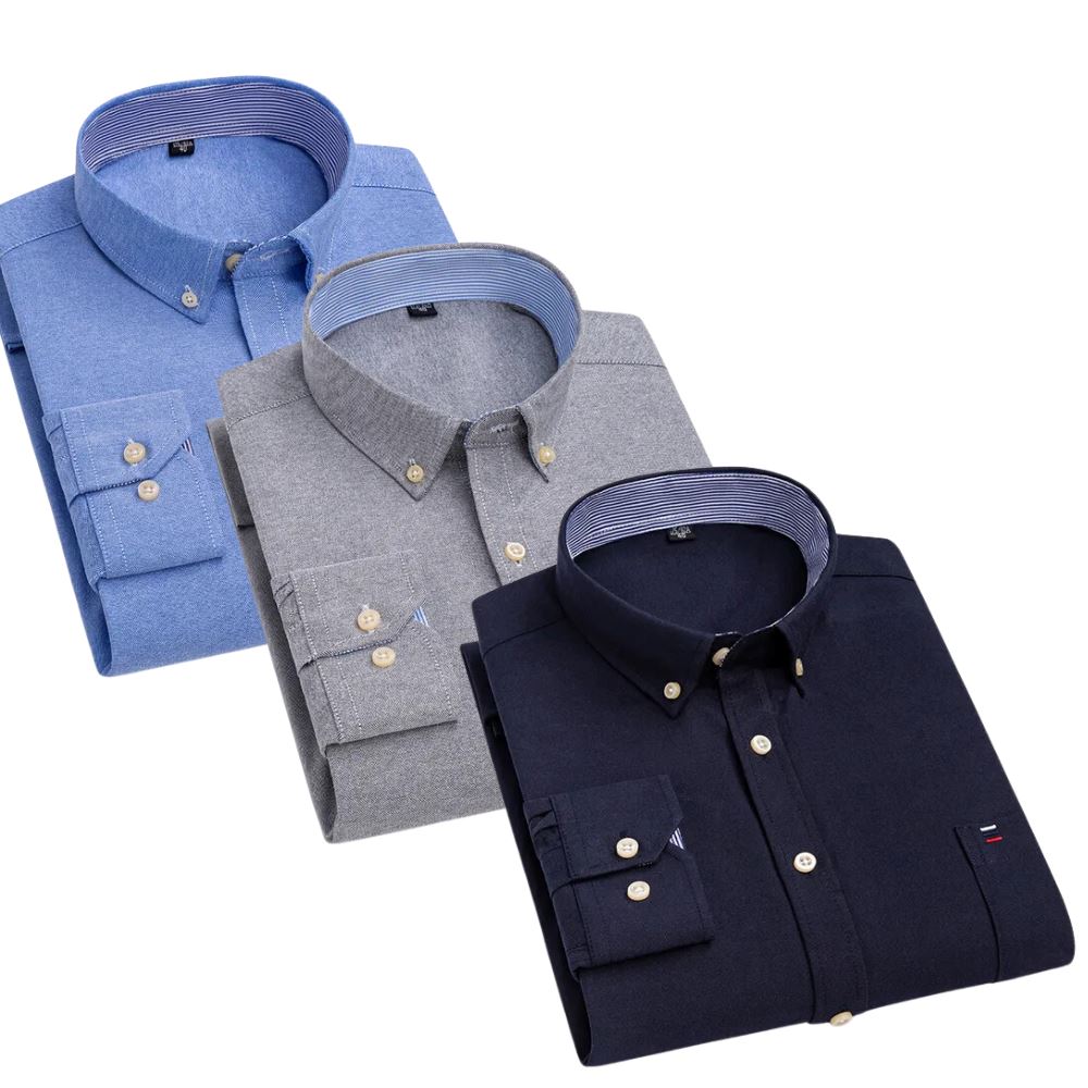 Kit Camisa Oxford Masculina de Manga Comprida [Pague 1 Leve 3]