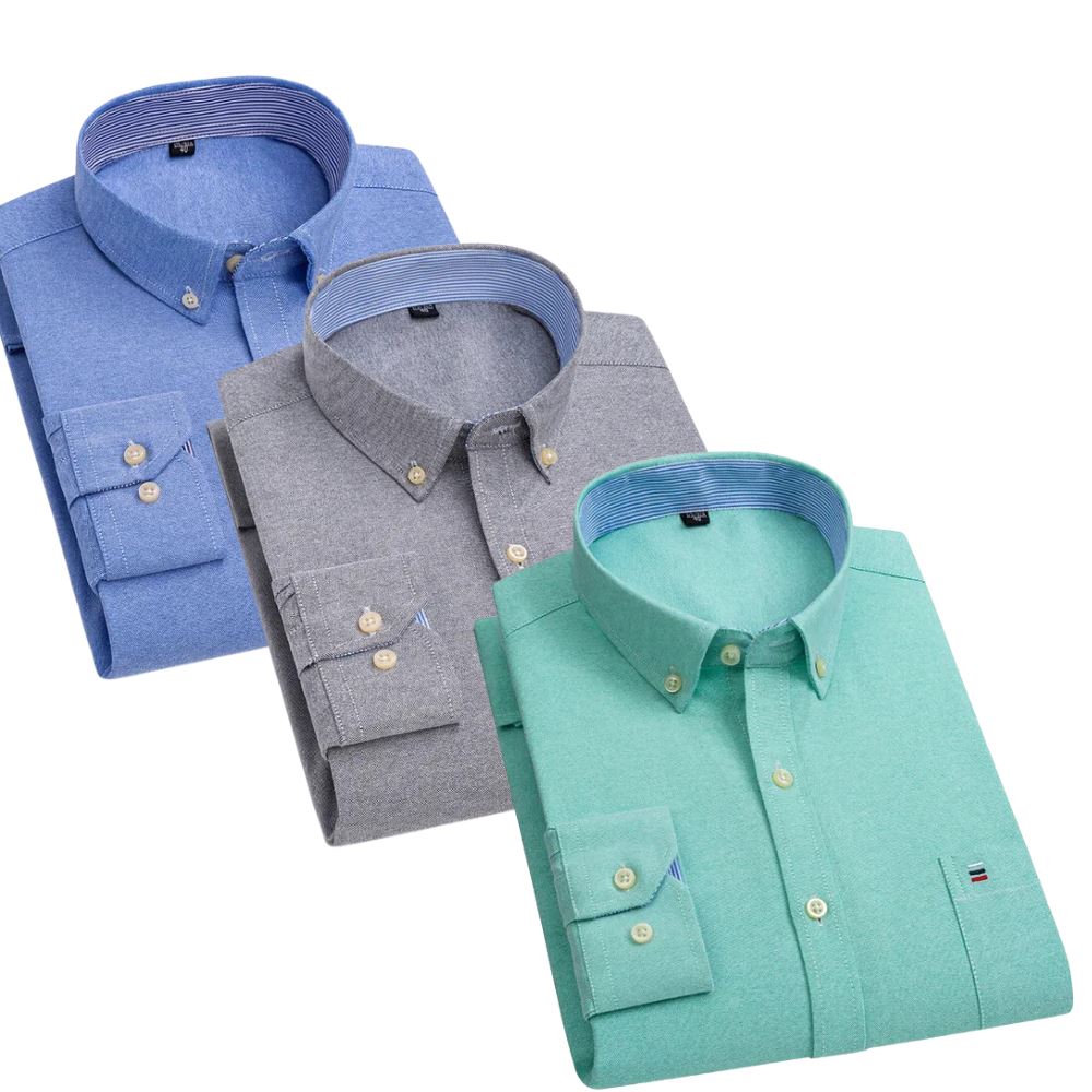 Kit Camisa Oxford Masculina de Manga Comprida [Pague 1 Leve 3]
