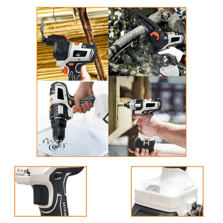 PowerMax Pro Kit 10 em 1  - Parafusadeira Furadeira Lixadeira Serra Martelete Elétrico Espatulas